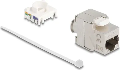Produktbild von Delock Keystone Modul Slim RJ45 Buchse zu LSA Cat.6A geschirmt 180° werkzeugfrei