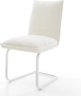 Produktbild von DELIFE Freischwinger Lelio-Flex Bouclé Soft Beige Freischwinger flach Weiß Taschenfederkern