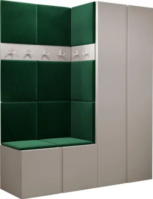 Produktbild von MIRJAN24 Garderoben-Set Orion III, Garderobe mit Sitzbank mit 11 x Wandpanel 42x42 (Farbe: Cashmere, Manila 35)