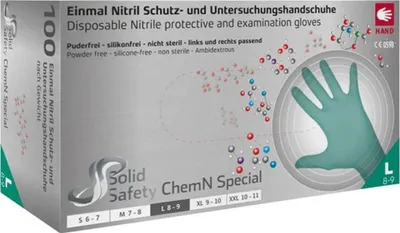 Produktbild von Einweghandschuh SolidSafety ChemN Special Gr.L grün Nitril
