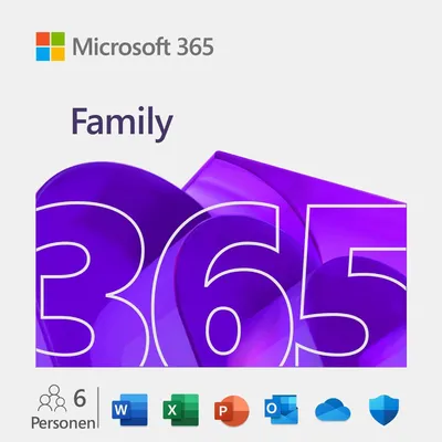 Produktbild von Microsoft Office 365 Family, Office-Paket, 1 Lizenz(en), 1 Jahr(e), Elektronischer Software-Download (ESD), Mehrsprachig, 6 Benutzer