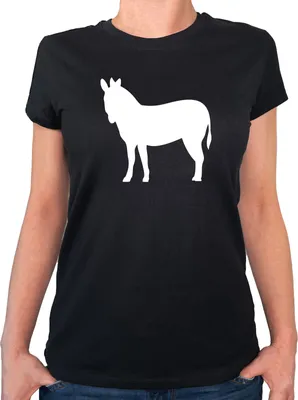 Produktbild von Huuraa Damen T-Shirt Esel Silhouette XXL Black Bio Baumwolle Fairtrade Damenshirt Geschenkidee