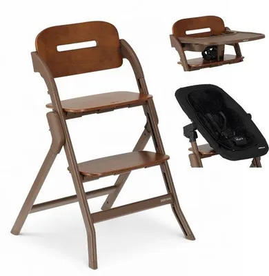Image de Chaise haute Deryan Oak Luxe avec fonction transat – 2 en 1, évolutive – Marron foncé