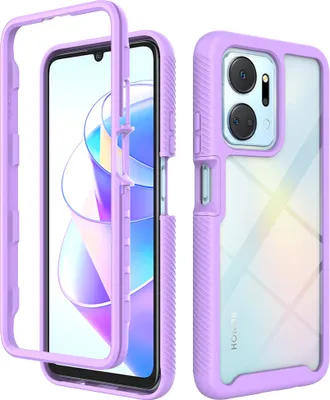 Produktbild von Honor X7A Hülle, Hybrid Transparente Rückseite TPU Bumper Stoßfest Schutzhülle für Honor X7A Lila