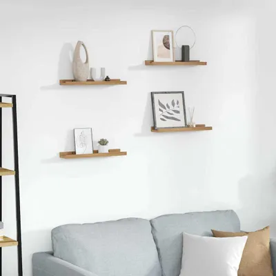Zdjęcie produktu dla Maison Exclusive - Półki ścienne, zestaw 4 sztuk, kolor brązowy, wymiary 40 x 9 x 3 cm, materiał: płyta wiórowa