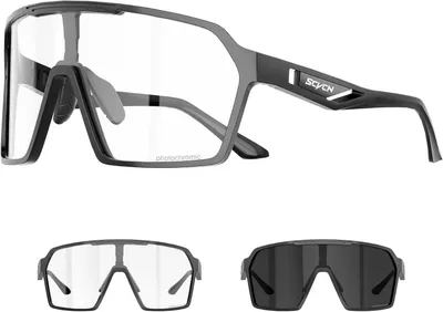 Zdjęcie produktu dla Okulary sportowe fotochromowe, unisex, ochrona UV, przezroczyste soczewki, do biegania