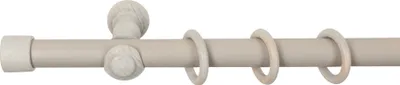 Produktbild von SN Deco - Stilgarnitur Gardinenstange Vorhangstange Cafiro, Holz, Klassikträger offen, 28 mm, 1-Lauf, Komplettset mit Ringen, Farbe Antikgrau, 120 cm