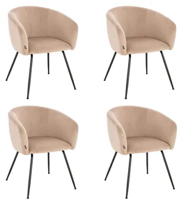 Produktbild von HOME DELUXE - Polsterstuhl ARIA - 4 Stück, Farbe: Samt Beige - weiche Polsterung, bis 120 kg belastbar I Küchenstuhl Speisestühle Esszimmerstühle