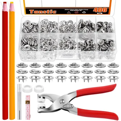 Druckknopf-Set 407-tlg. (100 Sets) 9,5 mm silber, mit Zange