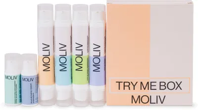Produktbild von MOLIV TRY ME BOX | Probiotisches Hautpflege Kennenlern-Set | Gesichtspflege mit lebenden Probiotika zum Testen (Serum, Creme, Oleo-Gel)