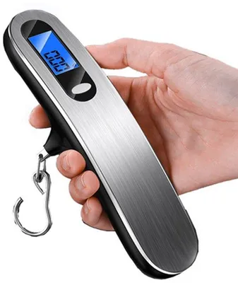 Immagine prodotto di Bilancia da viaggio portatile ad alta precisione - Portata massima: 50 kg - 4 unità di misura - Display - Misurazione accurata - Ideale come bilancia da viaggio o per uso domestico - Colore argento