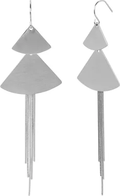 Produktbild von styleBREAKER Damen lange Edelstahl Ohrhänger mit Ketten und Dreieck Anhängern, Haken, Ohrringe, Ohrschmuck 05090041