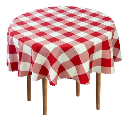 Obrázok produktu pre Obrus odolný voči škvrnám, kockovaný, červený – Alice – okrúhly, 140 cm