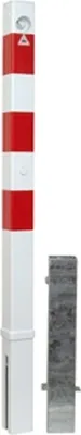 Produktbild von Absperrpfosten aus Vierkant-Stahlrohr 70x70 mm, herausnehmbar mit Dreikantverschluss, zum Einbetonieren ohne Lackierung