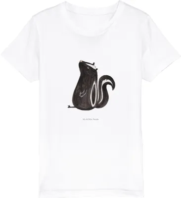 Produktbild von Mr. & Mrs. Panda Kleinkinder T-Shirt Stinktier Sitzen 5-6 Jahre (110/116) - Weiß - Geschenk, Kindershirt, Teenager, Kinder Mädchen, Wildtier, Öko, Spruch, Bio, Skunk