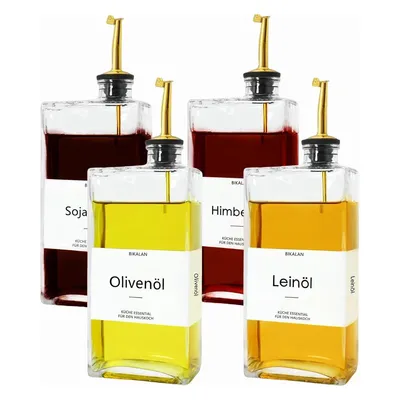 Produktbild von Ölspender Glas 500ml mit Ausgießer | Olivenöl Flasche & Sirup Dispenser Set, Tropffrei & Nachfüllbar