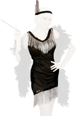 Produktbild von com-four® Retro-Kostüme 20er Jahre Damen-Verkleidung und verschiedene Erweiterungen - Charleston Look - Vintage Flapper-Fransen Pailletten-Kleid, Federboa, Perlen-Kette, Perücken
