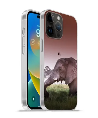Produktbild von MuchoWow® Handyhülle Schutzhülle Hülle für Apple iPhone 14 Pro - Softcase Elefant - Gras - Sonne - Tiere Silikon Softcase Handy Hülle - Umschlag