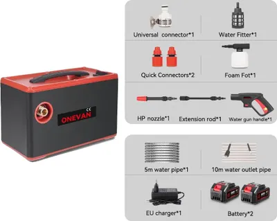 Obrázok produktu pre Elektrický vysokotlakový čistič, tlak 220 barov, kompatibilný s akumulátorom, 2 batérie, zástrčka 1EU