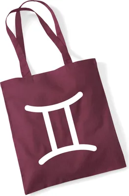 Produktbild von Huuraa Jutebeutel Zwillinge Sternzeichen Zeichen 10 Liter Burgundy Baumwolle Tasche Geschenkidee