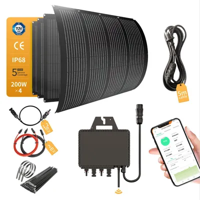Produktbild von enjoy solar® RC MI2S-800D Balkonkraftwerk 800W, 200W*4 Flexible Solarmodul + 800W Wechselrichter mit WIFI-Netzgebundener, 0% MwSt.