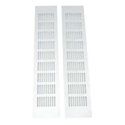 Image de 2 grilles d'aération en alliage d'aluminium, plaques d'aération rectangulaires pour armoires, meubles à chaussures, penderies, 80 x 400 mm