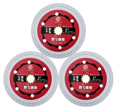 Productafbeelding van Diamantzaagschijf 75mm x 10mm - 3 stuks, geschikt voor porselein, keramiek, marmer en kunststeen