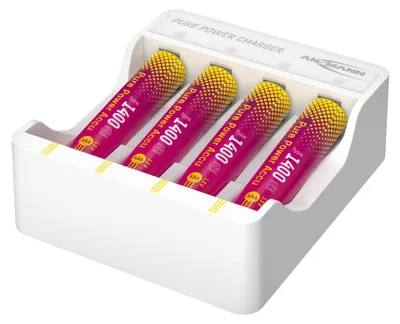 Immagine prodotto di ANSMANN 1001-0182 "Pure Power": set di ricarica con 4 batterie agli ioni di litio Micro AAA