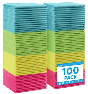 Produktbild von HOMEXCEL Microfasertücher 100 Stück, Mikrofasertücher Mikrofaser Reinigungstücher Putzlappen Küch Geschirrtücher für Küche,Glas, Auto, Motorrad, Fenster, 30 x 30 cm