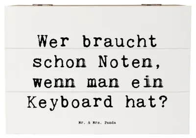 Produktbild von Mr. & Mrs. Panda Schatulle Spruch Keyboard Freude 22 x 15 cm - Weiß - Geschenk, Aufbewahrungsbox aus Holz, Streichinstrumente, Holztruhe, Lernen, Holzbox mit Deckel