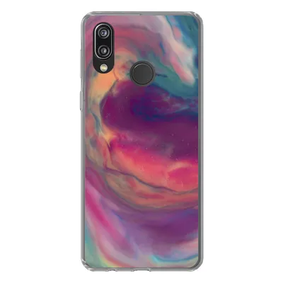 Produktbild von MuchoWow® Handyhülle Schutzhülle Hülle für Huawei P20 Lite (2020) Flüssig - Rosa - Türkis - Abstrakt Silikon Softcase Handy Hülle - Kartenhalter