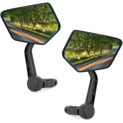 Produktbild von Fahrradspiegel Schlagfest Echtglas HD Extra Große Spiegelfläche für Links Lenker E-Bike klappbar Paar