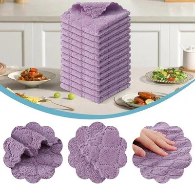 Produktbild von Unyqoos® Mikrofasertücher 12er-Set, 25×25 cm – lila, fusselfrei & streifenfrei, saugfähig (bis 5× Eigengewicht), schnelltrocknend, für Haushalt & Auto