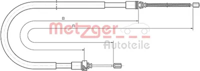 Produktbild von METZGER Handbremsseil Seilzug Feststellbremse passend für PEUGEOT 206 Schrägheck (2A/C) Hinten Links Hinten Rechts Rechts 10.6033