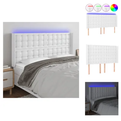 Produktbild von vidaXL LED Kopfteil Weiß 147x16x118/128 cm Kunstleder -  Kopf- & Fußenden