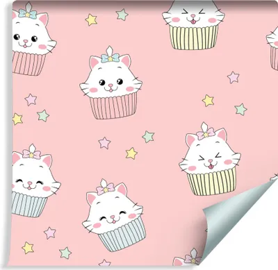 Produktbild von 10m VLIES TAPETE Rolle Kinderzimmer Muffins Katzen Sterne Himmel Natur XXL