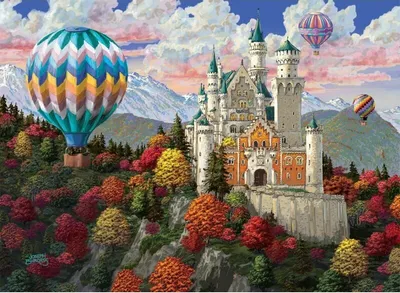 Obrázok produktu pre Drevené puzzle Zámok Neuschwanstein L, Drevené mesto, 505 dielikov