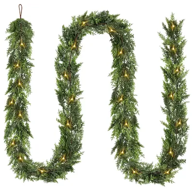 Tannengirlande mit LED-Licht, 1,8 m, 8 Modi, Timer, Weihnachtsdeko