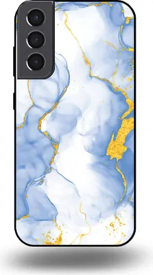 Produktbild von Smartphonica Handyhülle geeignet für Samsung Galaxy S21 mit Hellblau Gold Marmor Print - TPU Backcover Case Hellblau Gold Marmor Design