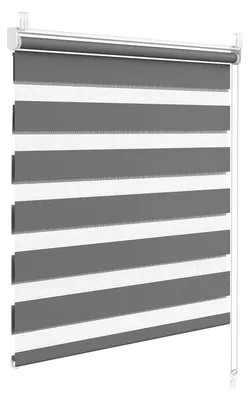 Immagine prodotto di Tenda a rullo doppio - Per finestre e porte - 90 x 120 cm - Sistema di fissaggio a clip, senza foratura - Semitrasparente - Grigio scuro