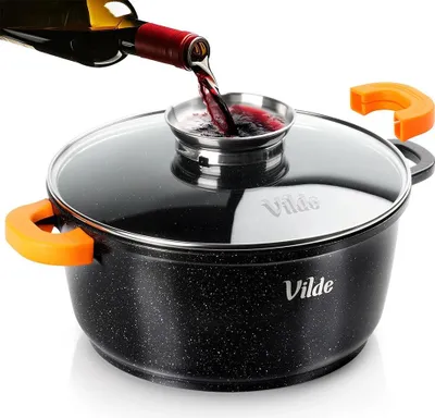 Produktbild von Granittopf mit Glasdeckel, 24 cm, 4 Liter Fassungsvermögen