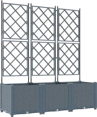 Produktbild von Möbel Gartenpflanzgefäß mit Rankgitter 3 Teile Hellgrau 120x40x143 cm - Beete 42002886