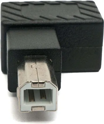 Produktbild von SYSTEM-S USB 2.0 Adapter Typ B Stecker zu Buchse Winkel Kabel in Schwarz