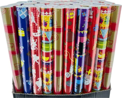Productafbeelding van 60 rollen XL Sinterklaaspapier cadeaupapier inpakpapier - 3 meter x 70 cm