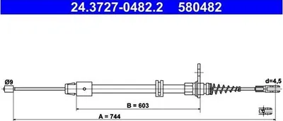 Produktbild von ATE Handbremsseil Seilzug Feststellbremse passend für MERCEDES-BENZ GLK (X204) Hinten 24.3727-0482.2