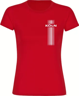 Produktbild von multifanshop Damen T-Shirt - Köln - Streifen, rot, Größe S