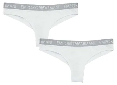 Produktbild von Emporio Armani - Slips für Damen, gedruckter Bund (2er-Pack) NA894 (XS) (Weiß)