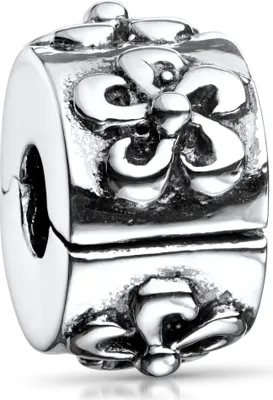Produktbild von MATERIA by Matthias Wagner Blüten Clip Charm Anhänger - Silber 925 Stopper Bead antik für European Armband Kette 721