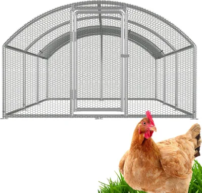 Immagine prodotto di Recinto per animali con tetto a cupola Izrielar 3x 6x 2m Recinto per animali ruspanti con tetto ombreggiante in PE, struttura in acciaio zincato, recinzione esterna  per polli, pollai, piccoli animali