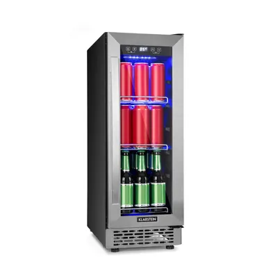 Produktbild von Klarstein Beerlager 56 Getränkekühlschrank, 56 Liter, 20 Flaschen, Unterbaufähig, 82 cm Höhe, Glastür mit Edelstahlrahmen, 3 Einschübe, Temperatur: 0 - 10 °C, Touch-Bedienfeld, schwarz